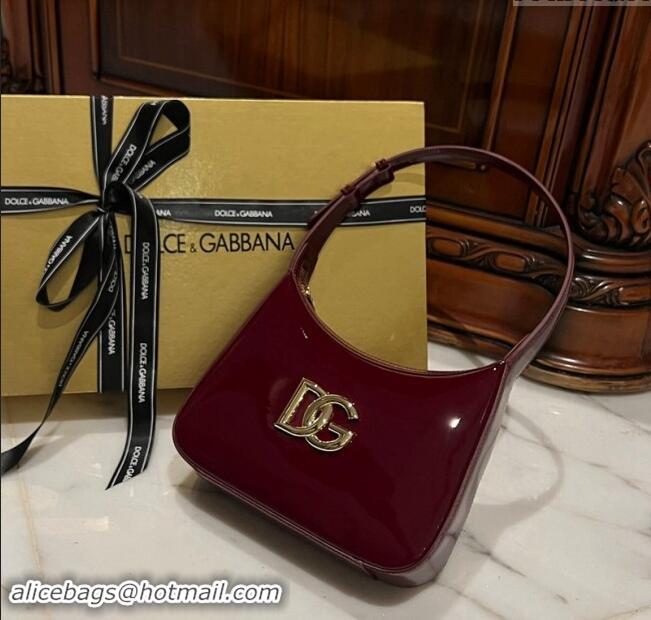 Good Taste Dolce & Gabbana 3.5 Hobo Shoulder bag with DG Logo in Patent Leather D3016 Dark Burgundy 2024