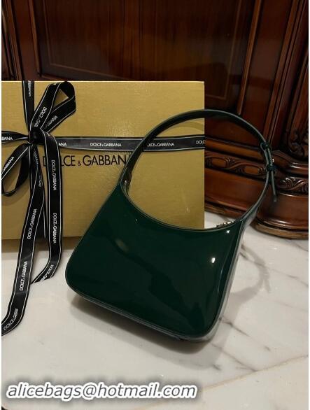 Promotional Dolce & Gabbana 3.5 Hobo Shoulder bag with DG Logo in Patent Leather D3016 Dark Green 2024