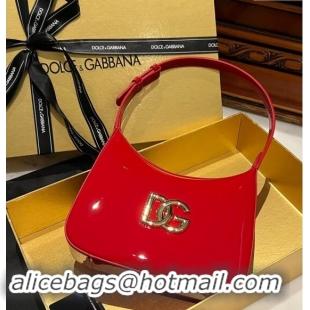 New Fashion Dolce & Gabbana 3.5 Hobo Shoulder bag with DG Logo in Patent Leather D3016 Red 2024