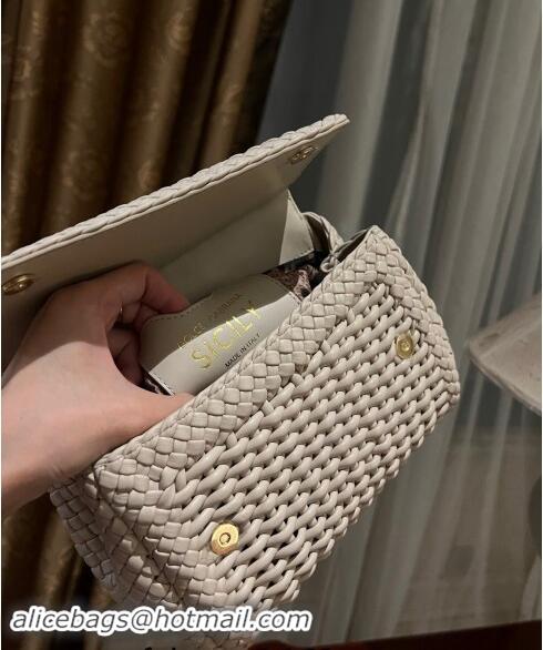 Discount Dolce & Gabbana Medium Sicily bag in Woven Nappa Leather 0419 Light Grey 2024