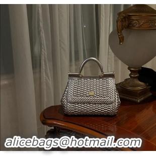 Unique Style Dolce & Gabbana Medium Sicily bag in Woven Nappa Leather 0419 Silver 2024