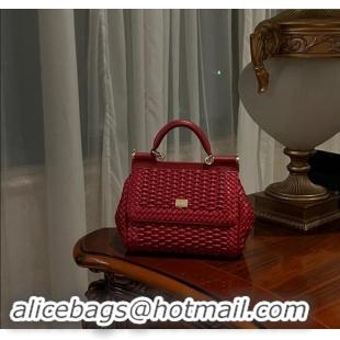 Top Design Dolce & Gabbana Medium Sicily bag in Woven Nappa Leather 0419 Dark Red 2024