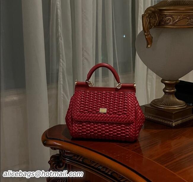 Top Design Dolce & Gabbana Medium Sicily bag in Woven Nappa Leather 0419 Dark Red 2024