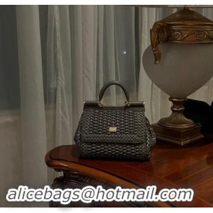 Good Taste Dolce & Gabbana Medium Sicily bag in Woven Nappa Leather 0419 Dark Grey 2024