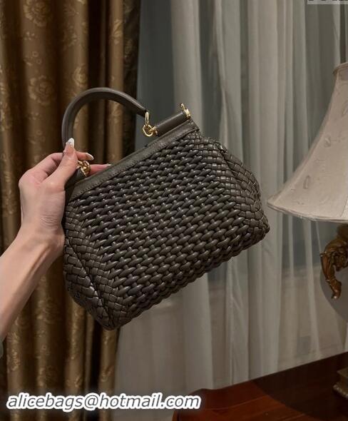 Good Taste Dolce & Gabbana Medium Sicily bag in Woven Nappa Leather 0419 Dark Grey 2024