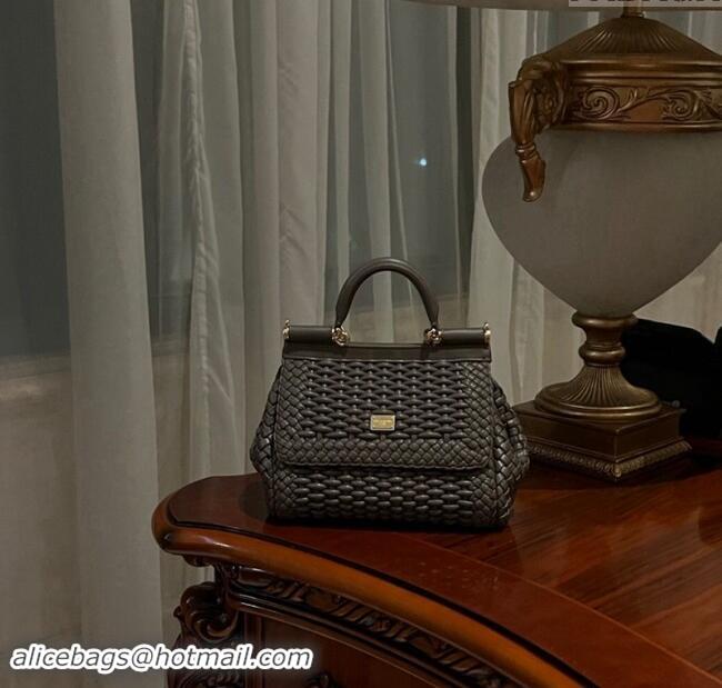 Good Taste Dolce & Gabbana Medium Sicily bag in Woven Nappa Leather 0419 Dark Grey 2024