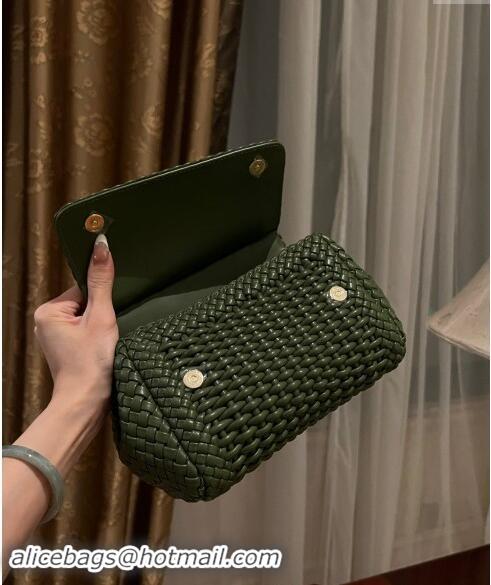 Inexpensive Dolce & Gabbana Medium Sicily bag in Woven Nappa Leather 0419 Dark Green 2024