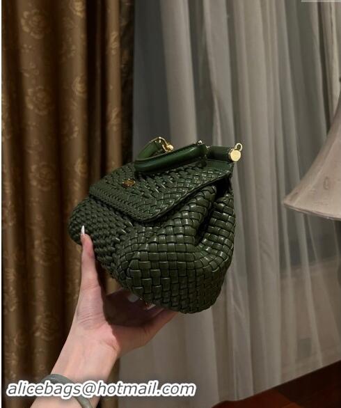 Inexpensive Dolce & Gabbana Medium Sicily bag in Woven Nappa Leather 0419 Dark Green 2024