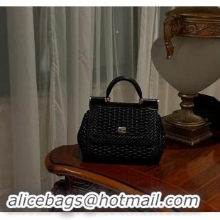 Best Product Dolce & Gabbana Medium Sicily bag in Woven Nappa Leather 0419 Black 2024