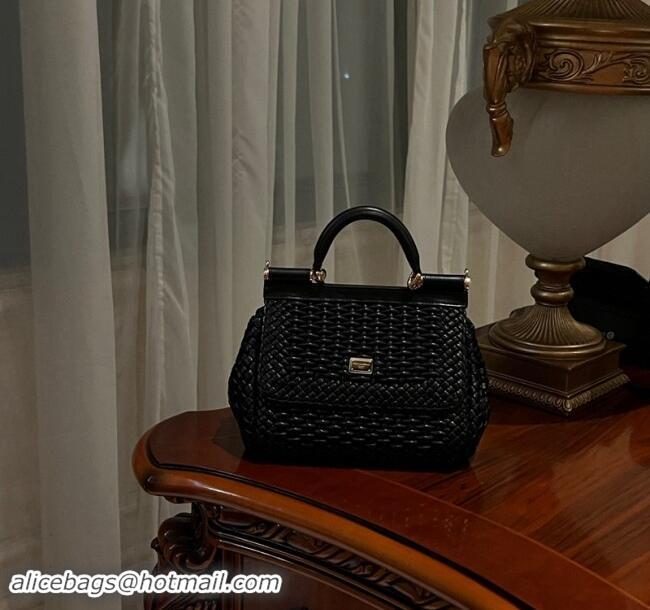 Best Product Dolce & Gabbana Medium Sicily bag in Woven Nappa Leather 0419 Black 2024