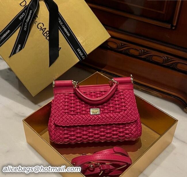 Promotional Dolce & Gabbana Small Sicily bag in Woven Nappa Leather D0419 Fuchsia Pink 2024