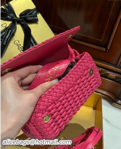 Promotional Dolce & Gabbana Small Sicily bag in Woven Nappa Leather D0419 Fuchsia Pink 2024