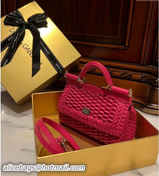 Promotional Dolce & Gabbana Small Sicily bag in Woven Nappa Leather D0419 Fuchsia Pink 2024