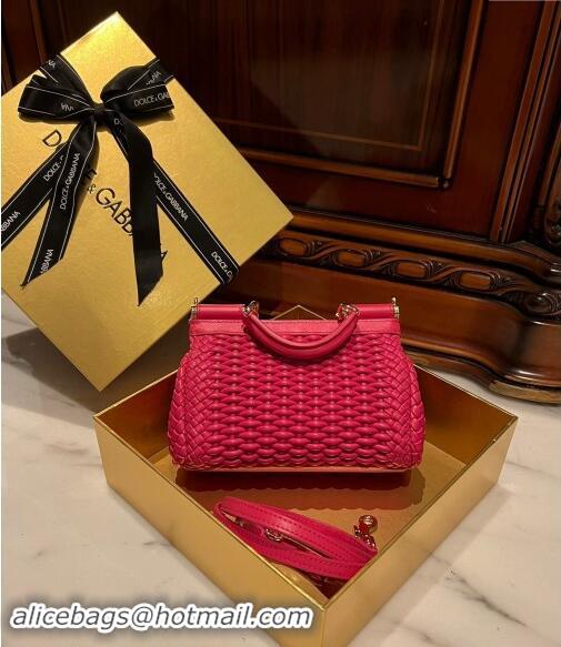 Promotional Dolce & Gabbana Small Sicily bag in Woven Nappa Leather D0419 Fuchsia Pink 2024