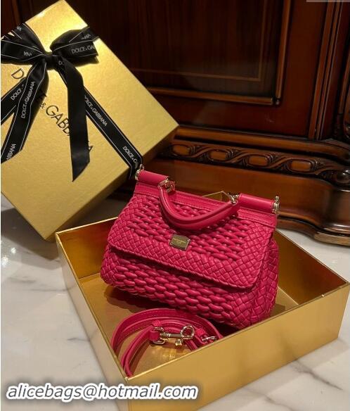 Promotional Dolce & Gabbana Small Sicily bag in Woven Nappa Leather D0419 Fuchsia Pink 2024