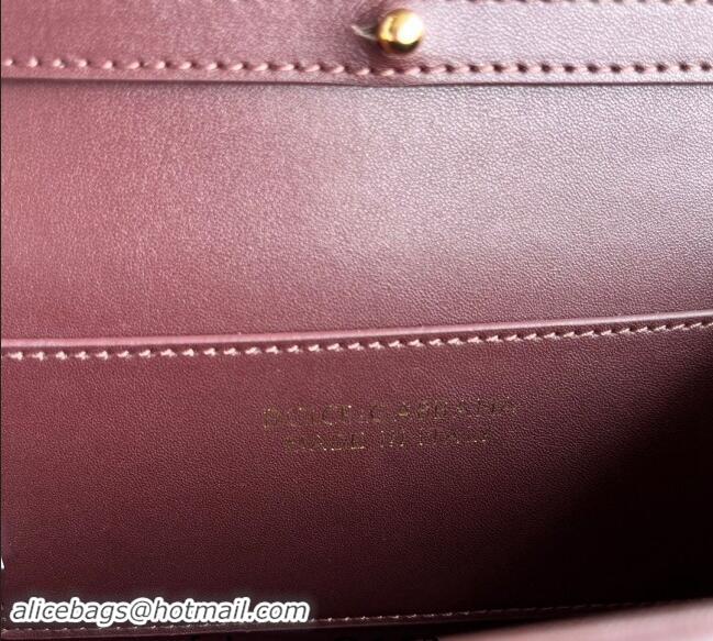 Famous Brand Dolce & Gabbana Calfskin Leather Crossbody 3.5 Bag DG9113 Dark Burgundy 2024