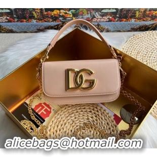 Low Cost Dolce & Gabbana Calfskin Leather Crossbody 3.5 Bag DG9113 Nude Pink 2024