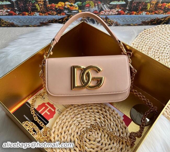 Low Cost Dolce & Gabbana Calfskin Leather Crossbody 3.5 Bag DG9113 Nude Pink 2024