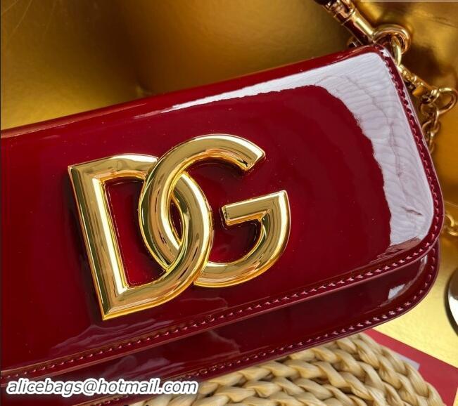 Top Grade Dolce & Gabbana Patent Calfskin Crossbody 3.5 Bag DG9113 Dark Red 2024