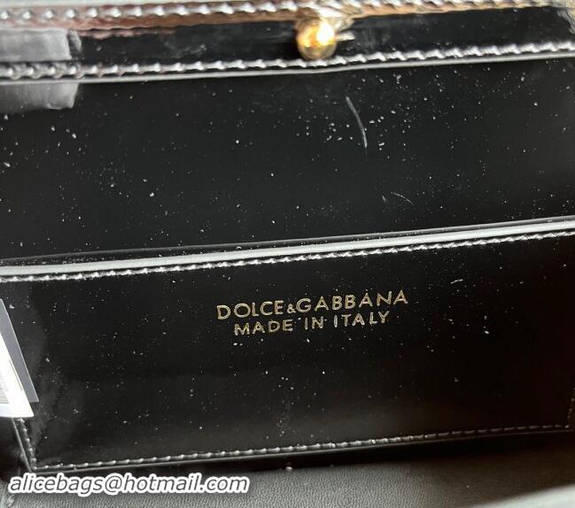 Luxury Discount Dolce & Gabbana Patent Calfskin Crossbody 3.5 Bag DG9113 Black 2024