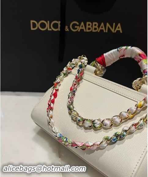 Inexpensive Dolce & Gabbana Small Sicily bag in Calfskin and Printed Fabric 7081 White 2024