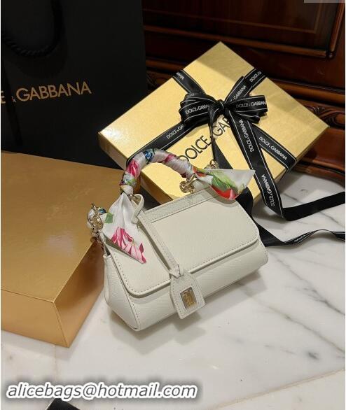 Inexpensive Dolce & Gabbana Small Sicily bag in Calfskin and Printed Fabric 7081 White 2024