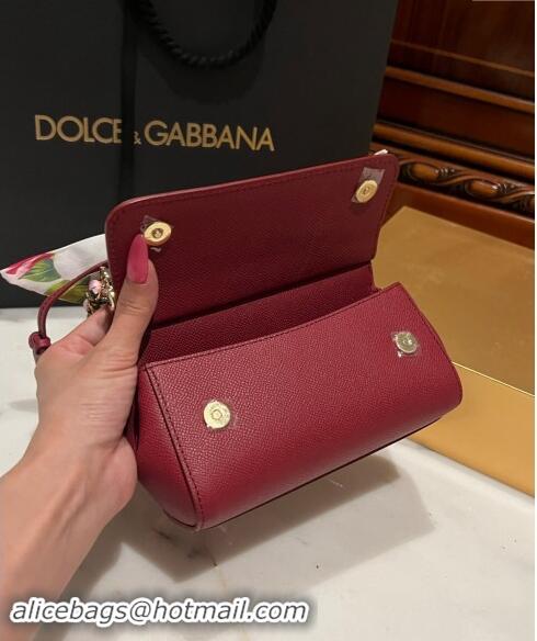 Top Discount Dolce & Gabbana Small Sicily bag in Calfskin and Printed Fabric 7081 Dark Red 2024