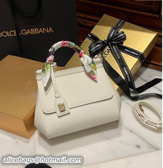 Best Price Dolce & Gabbana Medium Sicily bag in Calfskin and Printed Fabric 7082 White 2024