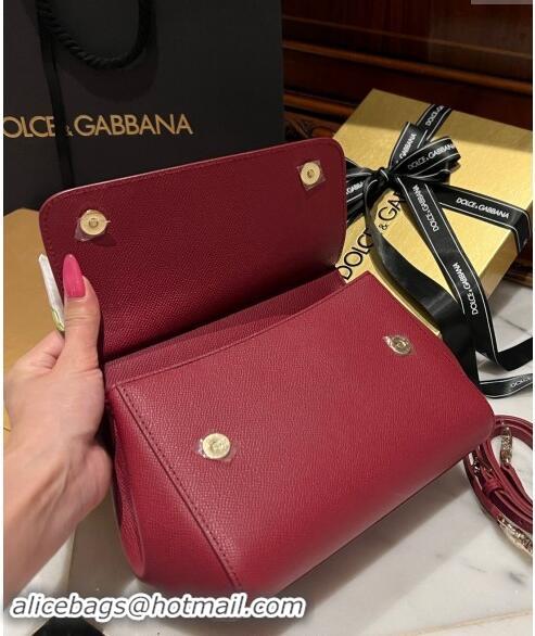 Original Cheap Dolce & Gabbana Medium Sicily bag in Calfskin and Printed Fabric 7082 Dark Red 2024