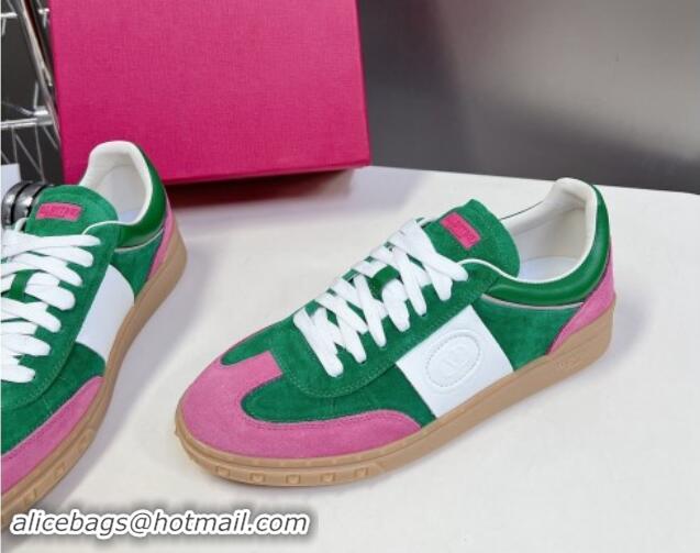 Luxurious Valentino Upvillage Trainer Sneakers in Suede with Logo Web Green/Pink 1116026