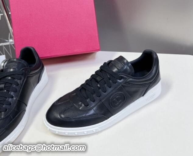 Luxurious Valentino Upvillage Trainer Sneakers in Calfskin Leather with Logo Web Black 1116028