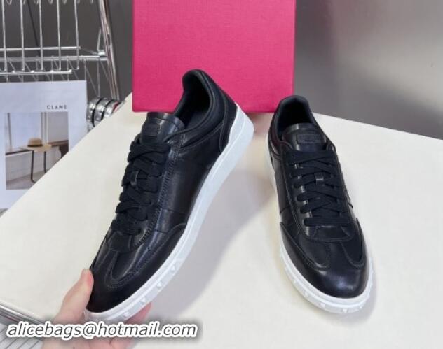 Luxurious Valentino Upvillage Trainer Sneakers in Calfskin Leather with Logo Web Black 1116028