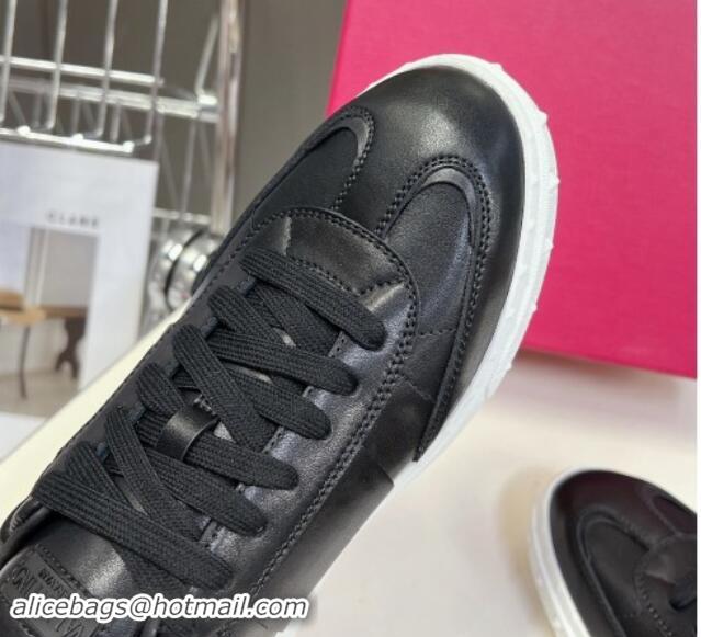 Luxurious Valentino Upvillage Trainer Sneakers in Calfskin Leather with Logo Web Black 1116028