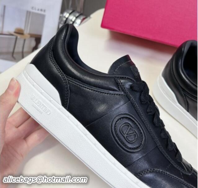 Luxurious Valentino Upvillage Trainer Sneakers in Calfskin Leather with Logo Web Black 1116028