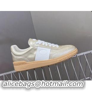 Pretty Style Valentino Upvillage Trainer Sneakers in Calfskin Leather with Logo Web Light Gold 1116029