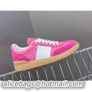 Good Quality Valentino Upvillage Trainer Sneakers in Suede with Logo Web Dark Pink 116030