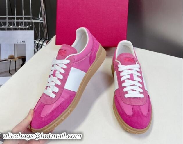 Good Quality Valentino Upvillage Trainer Sneakers in Suede with Logo Web Dark Pink 116030