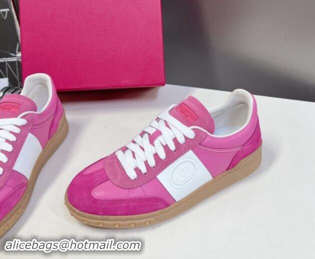 Good Quality Valentino Upvillage Trainer Sneakers in Suede with Logo Web Dark Pink 116030