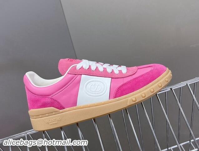 Good Quality Valentino Upvillage Trainer Sneakers in Suede with Logo Web Dark Pink 116030