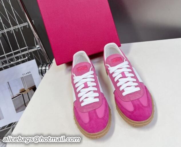 Good Quality Valentino Upvillage Trainer Sneakers in Suede with Logo Web Dark Pink 116030