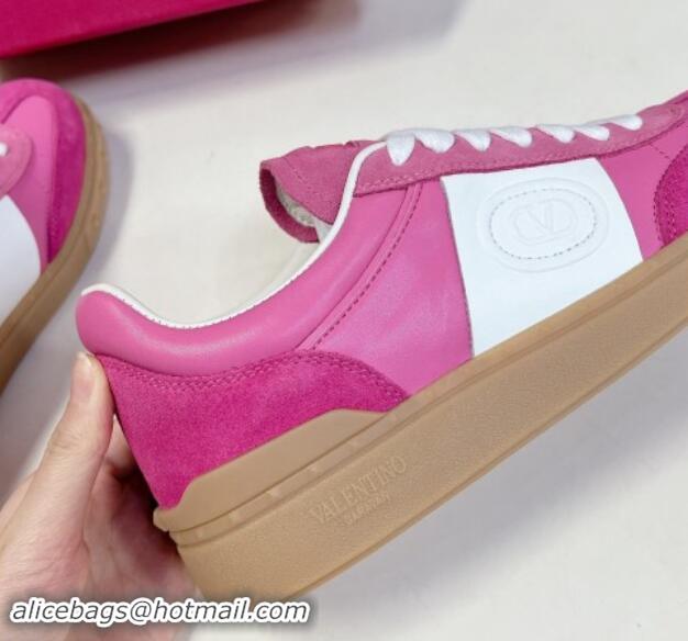 Good Quality Valentino Upvillage Trainer Sneakers in Suede with Logo Web Dark Pink 116030