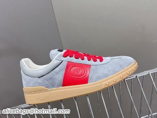 Good Looking Valentino Upvillage Trainer Sneakers in Suede with Logo Web Grey/Red 116031