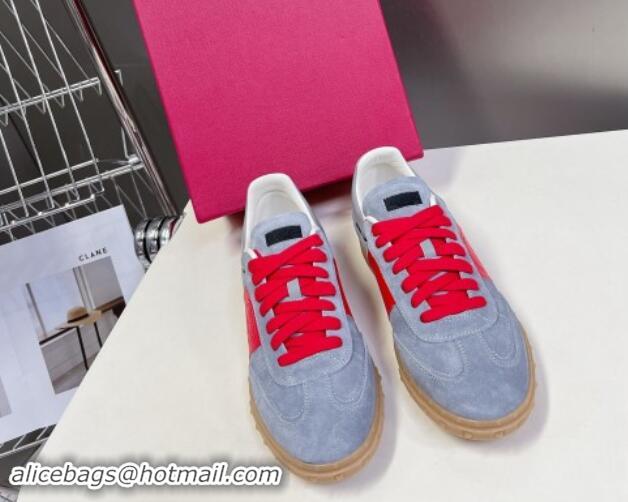 Good Looking Valentino Upvillage Trainer Sneakers in Suede with Logo Web Grey/Red 116031