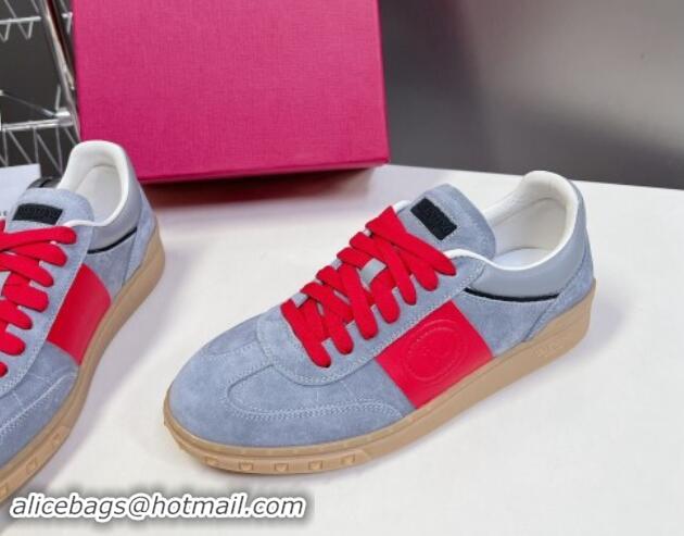 Good Looking Valentino Upvillage Trainer Sneakers in Suede with Logo Web Grey/Red 116031