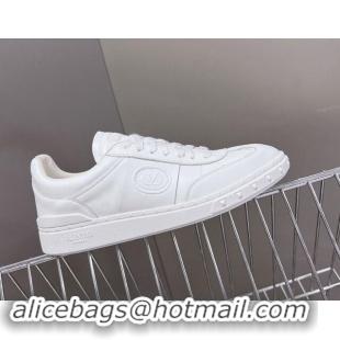 Shop Duplicate Valentino Upvillage Trainer Sneakers in Calfskin with Logo Web All White 1116032