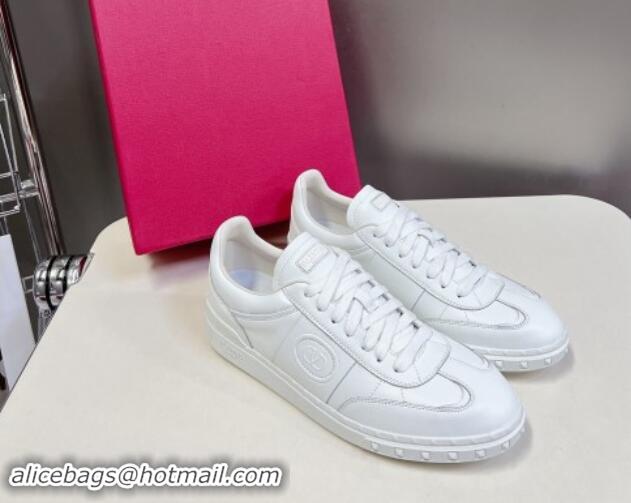 Shop Duplicate Valentino Upvillage Trainer Sneakers in Calfskin with Logo Web All White 1116032