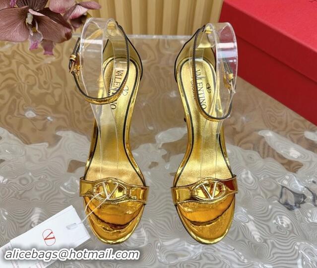 Top Design Valentino VLogo The Bold Edition High Heel Sandals 9.5cm in Calfskin Gold 1116042