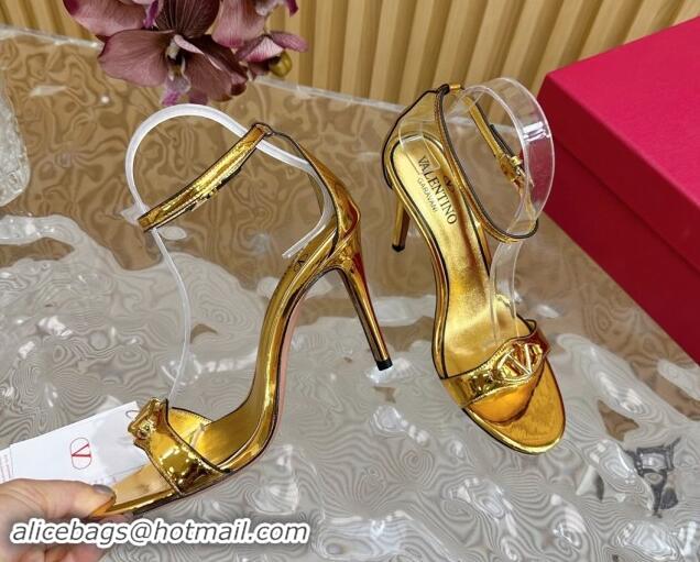 Top Design Valentino VLogo The Bold Edition High Heel Sandals 9.5cm in Calfskin Gold 1116042