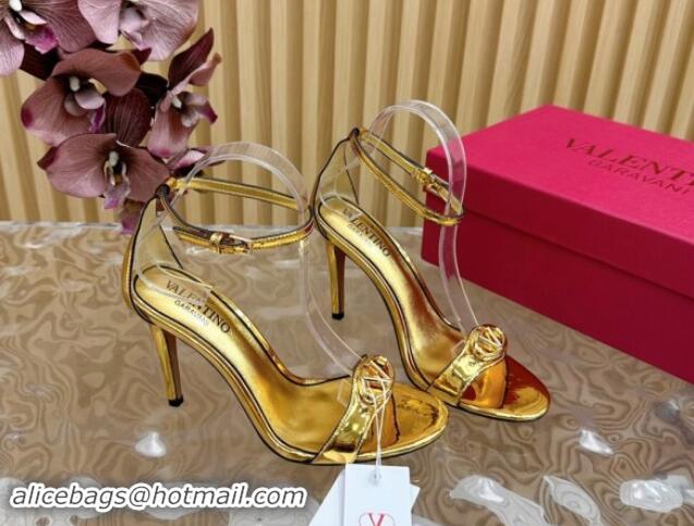 Top Design Valentino VLogo The Bold Edition High Heel Sandals 9.5cm in Calfskin Gold 1116042