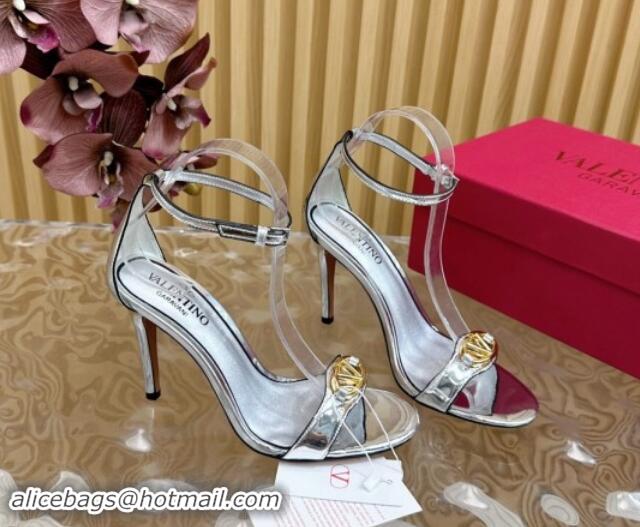 Unique Style Valentino VLogo The Bold Edition High Heel Sandals 9.5cm in Calfskin Silver 1116043